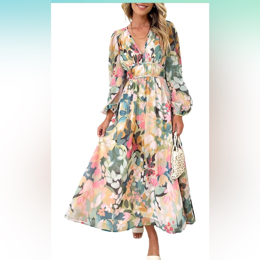 Watercolor,floral,high waist, beautiful dress for all the occasions! NWT small